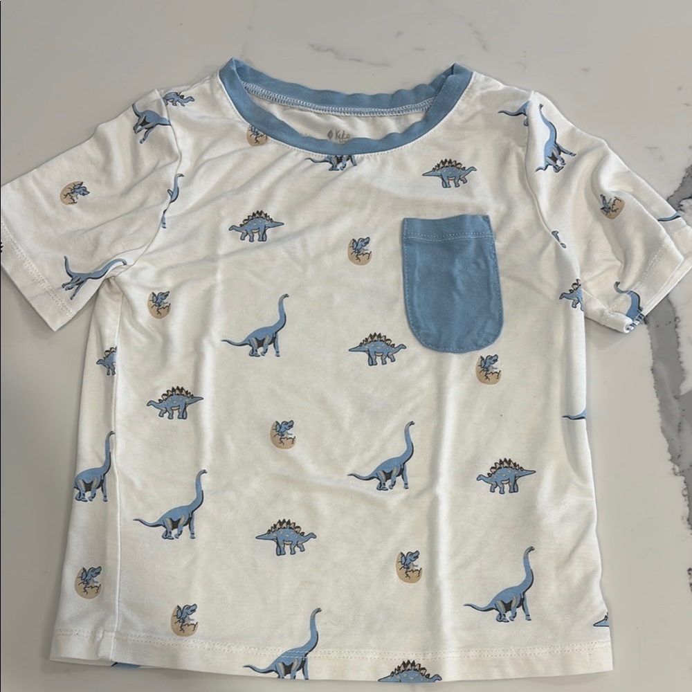Kyte BABY White and Blue Dinosaur Tee